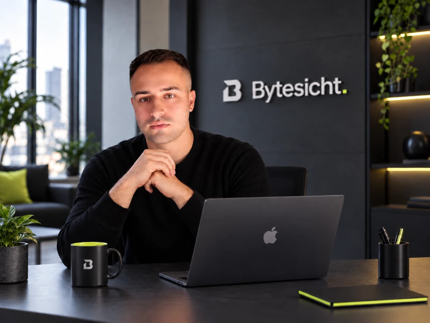 Milan Danilovic, founder of Bytesicht, seated at a desk.